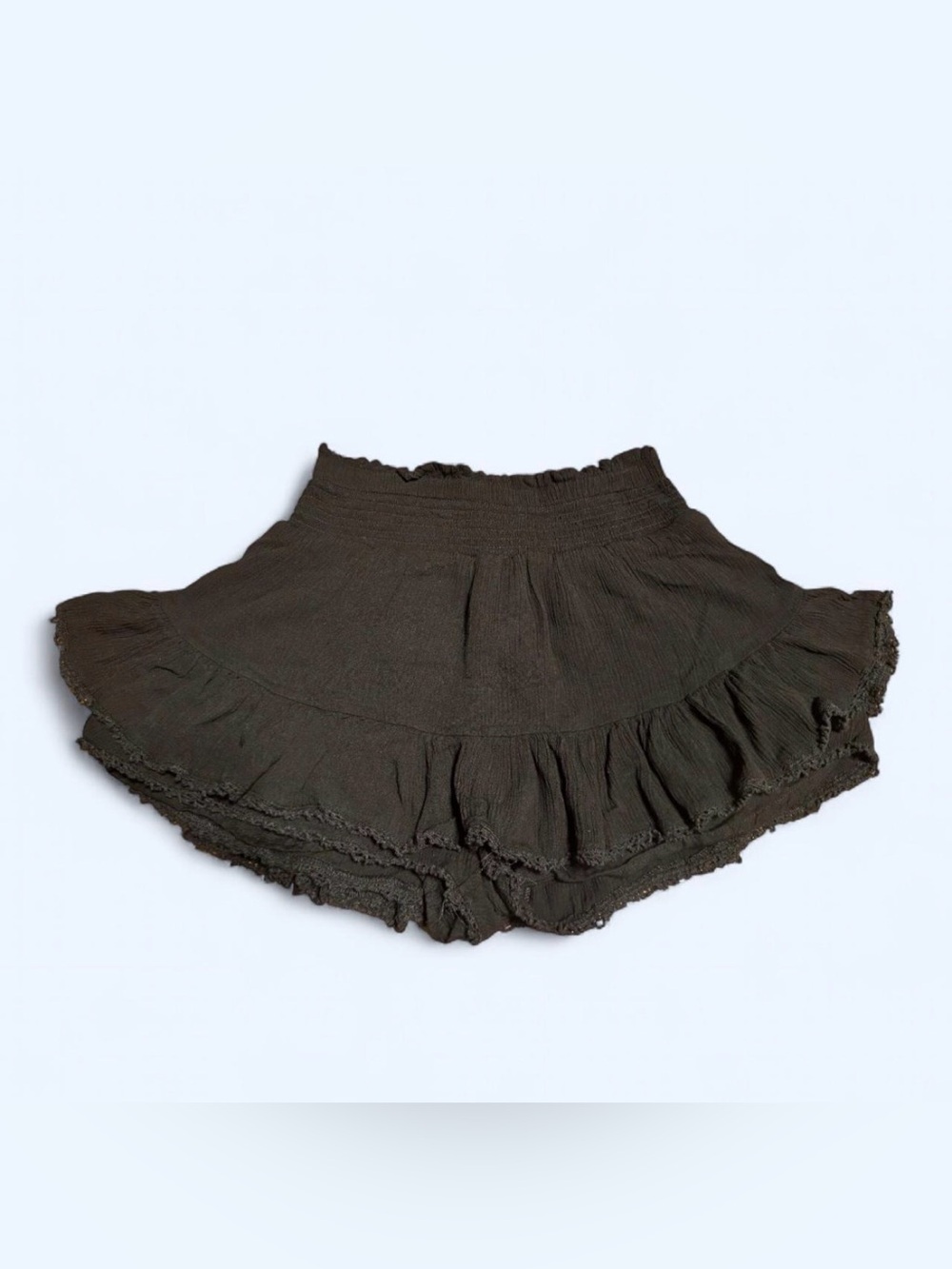 Aeropostale black boho ruffle mini skort skirt with ruffles XS coquette festival